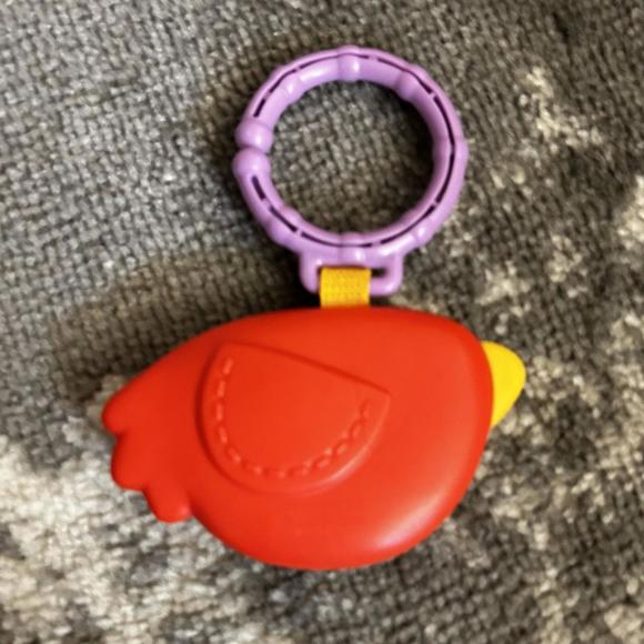 Fisher-Price Red Bird and Frog Rattle Take A Long Toys - Picture 3 of 5